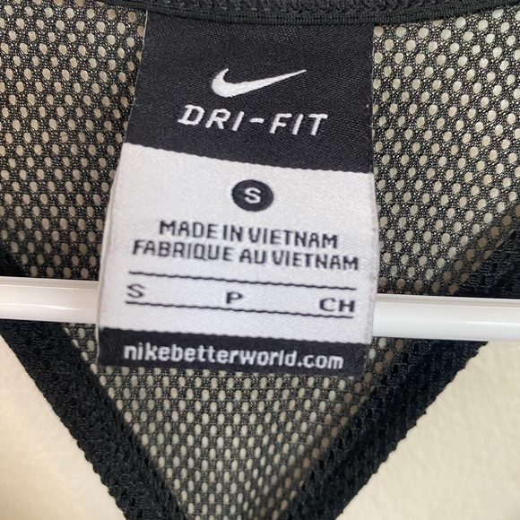 Nike Black Gray Mesh neck Asymmetrical Fitted Tank Top racer back - Picture 2 of 7